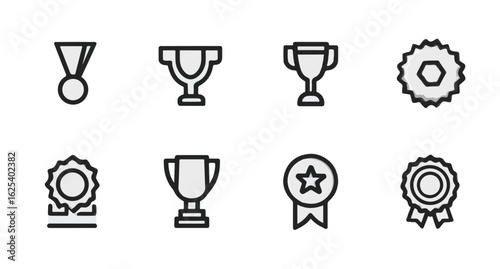 Illustration of various awards and achievements in vector format representing success and recognition of milestones and victories