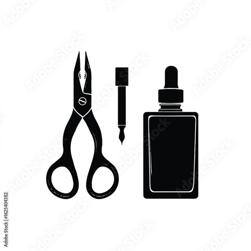 Nail Care Tools in Elegant Black and White Manicure Essentials for Professional and Home Use Beauty and Self Care