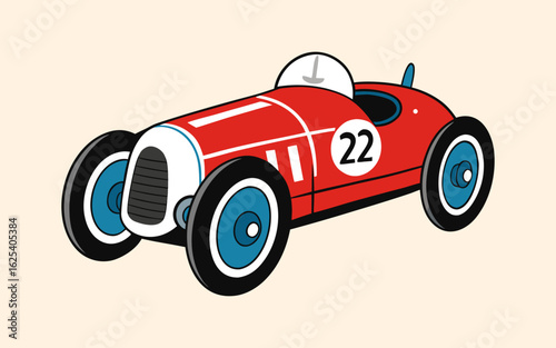 Elegant 1920s Vintage Race Car Vector Illustration in Clean Lines – Classic Automotive Design for Retro Car Art and Collectors