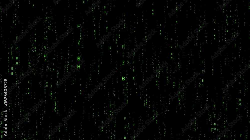Matrix style green letters falling down - encryption concept - 3D 4k animation (3840 x 2160 px) Matrix style green letters falling down - encryption concept - 3D 4k animation (3840 x 2160 px)