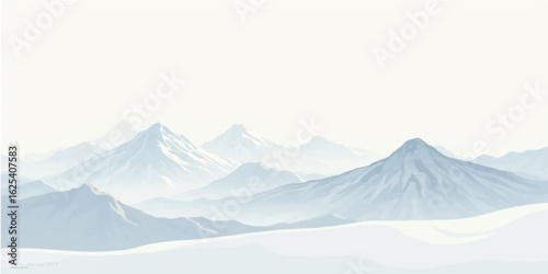 A breathtaking panorama of high alpine peaks and snow-covered mountains under a winter sky