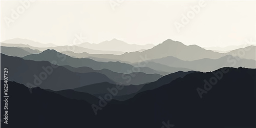 Sunrise mist rolling through a majestic mountain landscape
