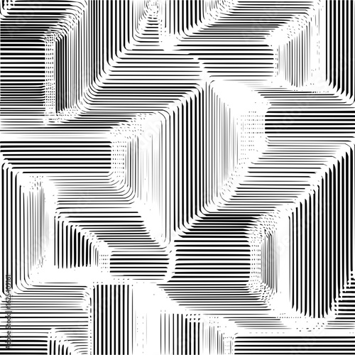 Abstract lines pattern design black and white optical illusion geometric art visual graphic stripe illustration