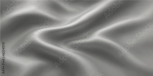 Glossy silver silk wave abstract background with flowing soft gradient texture