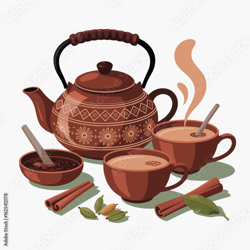 Traditional Indian Masala Chai with Spices