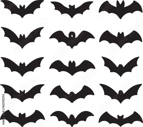 Spooky bat silhouettes for Halloween designs or themed party invitations creating festive atmosphere