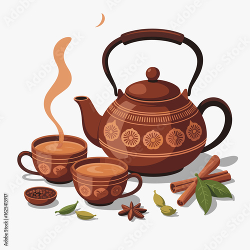 Traditional Indian Masala Chai with Spices