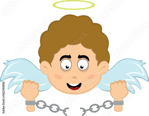 vector illustration face angel character cartoon, breaking chains in freedom and enmancipation