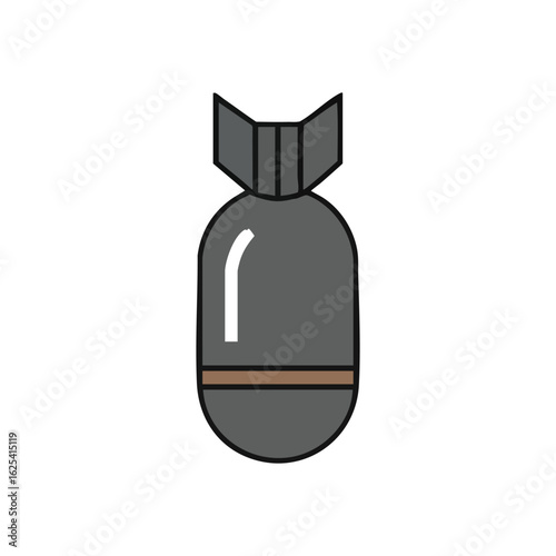 (Explosive Device Icon. This minimalist ordnance artwork represents imminent conflict and peril. A potent emblem of warfare, danger, and destructive power.)