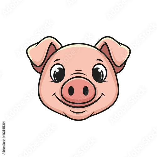 (Cute Smiling Piggy Face. An endearing porcine visage with a joyful expression. This charming animal conveys innocence and cheerfulness, ideal for whimsical themes.)