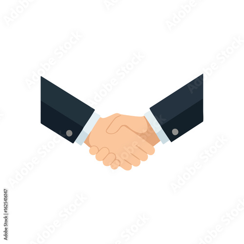 (Professional Handshake Agreement. Illustrative graphic depicting a formal interaction between two parties. This symbolic gesture conveys trust, cooperation, and a positive resolution of a business.)