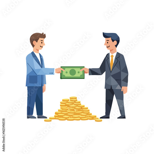(Financial Exchange and Prosperity. Two professionals finalize a fiscal interaction, symbolizing wealth creation, profitable ventures, or a valuable settlement. Represents capital flow.)