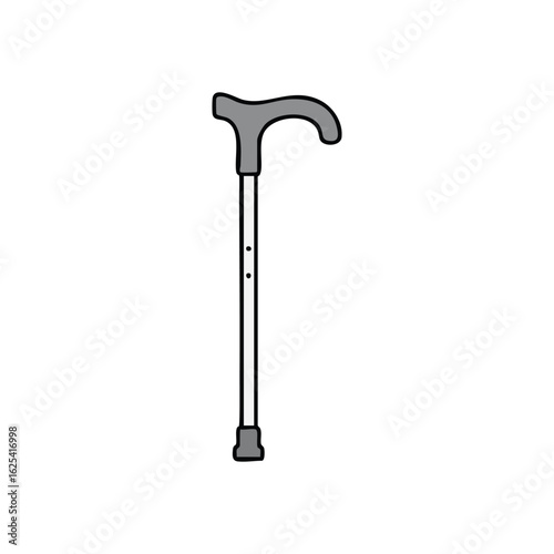 (Adjustable Mobility Assistance Graphic. Clean illustration of a modern walking stick. This essential device helps maintain balance and promotes independence. Symbolizes elder care, healing, and.)