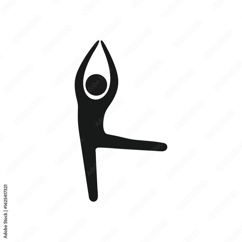 (Yoga Tree Pose Minimal Icon. This striking pictogram depicts an individual performing a balancing meditation posture, symbolizing equilibrium, tranquility, and holistic wellness.) (Yoga Tree Pose Minimal Icon. This striking pictogram depicts an individual performing a balancing meditation posture, symbolizing equilibrium, tranquility, and holistic wellness.)