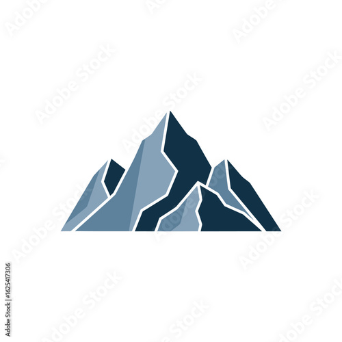 Blue mountain range peaks vector logo icon.