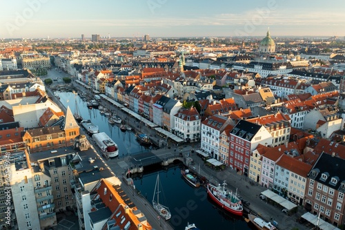 Wallpaper Mural Cinematic Drone View of Nyhavn Canal and Copenhagen Rooftops Torontodigital.ca