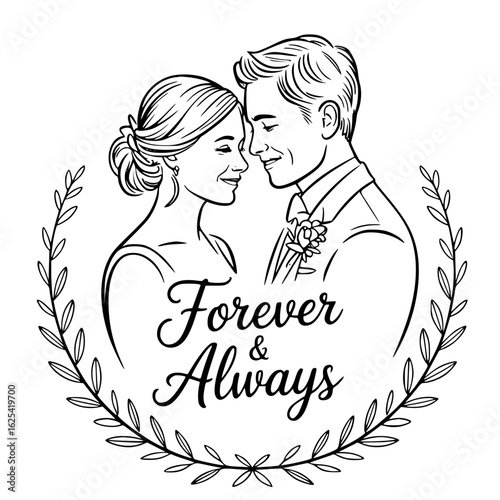 Eternal Bond: An artistic rendering portrays a couple entwined in affectionate gazes, set within a floral embrace, capturing the everlasting essence of love and commitment.