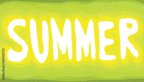 Summer traced lettering. Green and yellow markers contouring