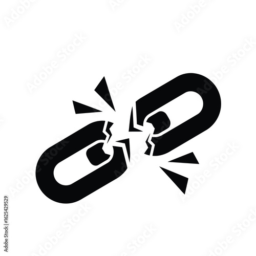 Broken Chain Link Symbol Illustrating Disconnection and Failure.