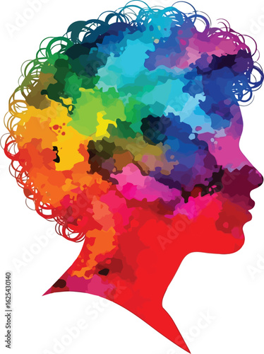 Colorful Silhouette of a Human Head with Abstract Art.