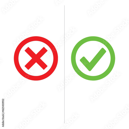 Red Cross and Green Check Mark Symbols.