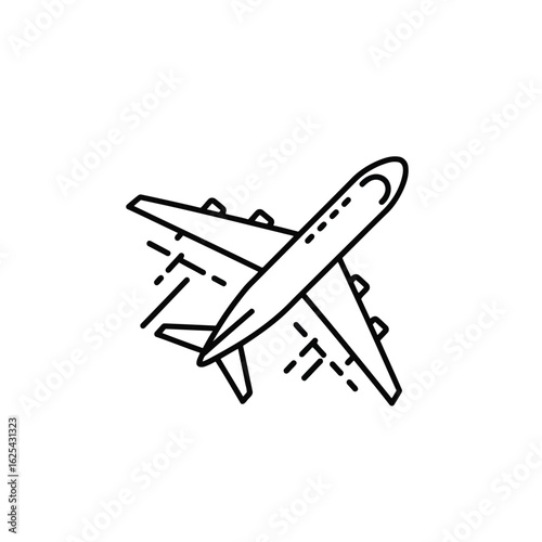 Simple Line Drawing of a Commercial Airplane in Flight.