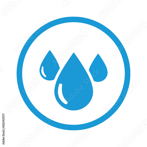 Water Droplets Icon in a Circle.
