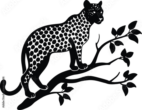 Leopard On Tree Branch Silhouette