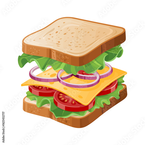 Delicious looking sandwich with layers of fresh ingredients vector illustration great for food blogs and restaurant menus and fast food marketing campaigns
