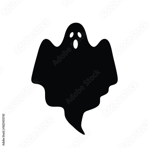 Black and White Halloween Ghost Silhouette Spooky Apparition for Holiday Decor and Festive Design Elements and Creepy Illustration