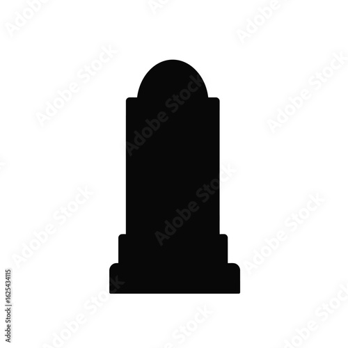 Simple Black Tombstone Silhouette Against White Background Ideal for Halloween and Memorial Designs Creating somber and reflective themes with timeless symbolic representation