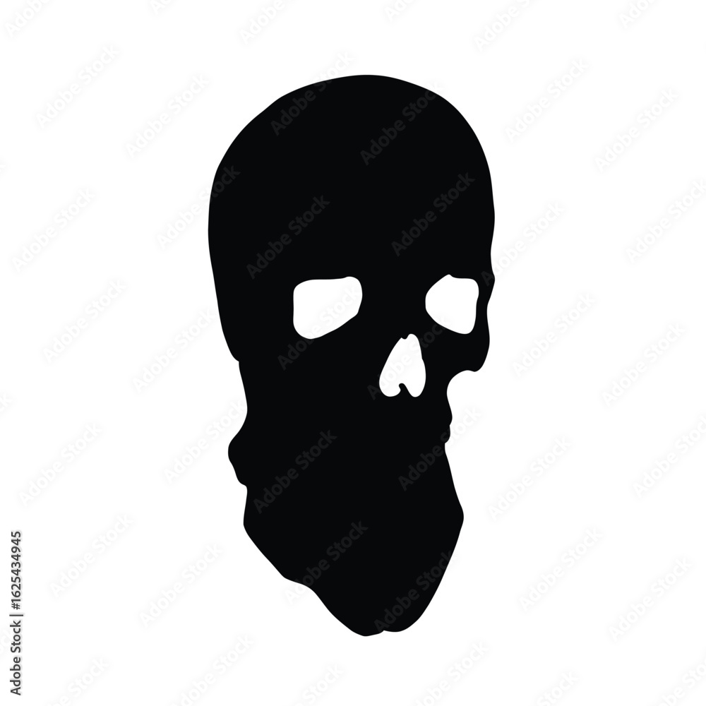 Fototapeta premium Simple Black Skull Silhouette on White Background Vector Illustration for Halloween or Day of the Dead Designs