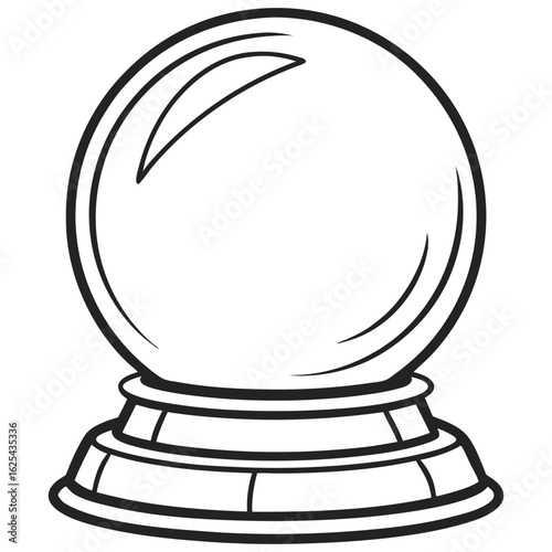 Cartoon line art of a fortune teller's crystal ball on stand