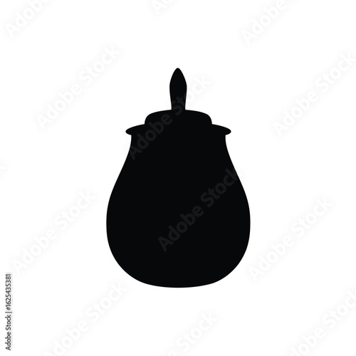 Silhouette of a Classic Sugar Bowl with Lid and Finial Elegant Kitchenware Design for Culinary Arts