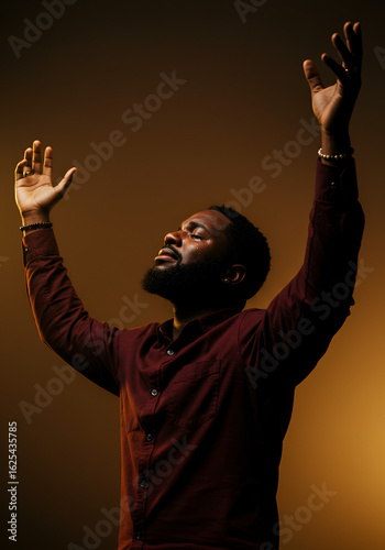 Man worshiping and praising God