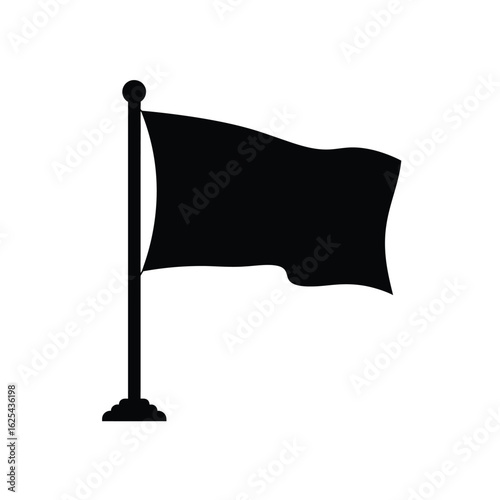 Black Flag Waving Symbolizing Protest Anarchy Defiance and Disagreement Isolated on White Background for Conceptual Illustrations