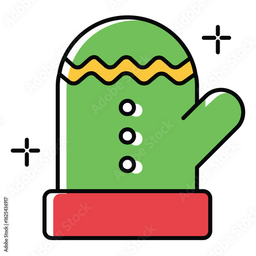 Cartoon Style Red Mittens Vector Illustration Icon for Winter