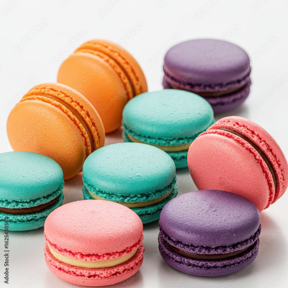 Obraz premium colorful macaroons on a wooden table