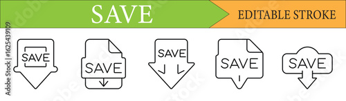 Save and Download Line Icon Set with Editable Stroke
