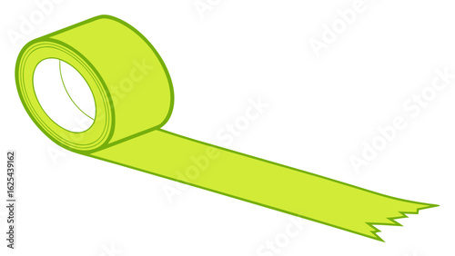 neon green adhesive tape isolated on white background.