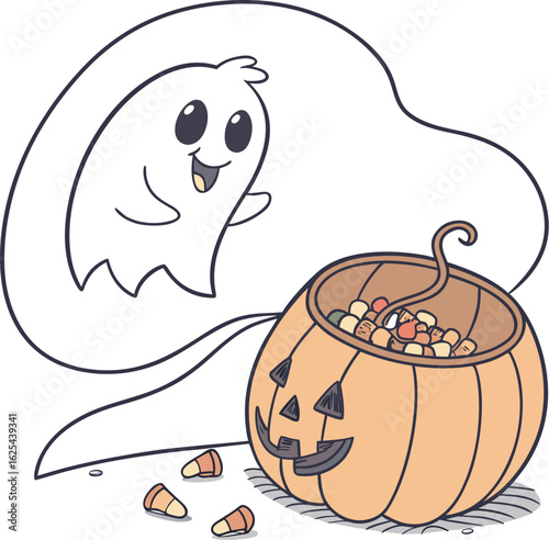 Funny baby dog and cat cartoon vector illustration set of a halloween pumpkin design