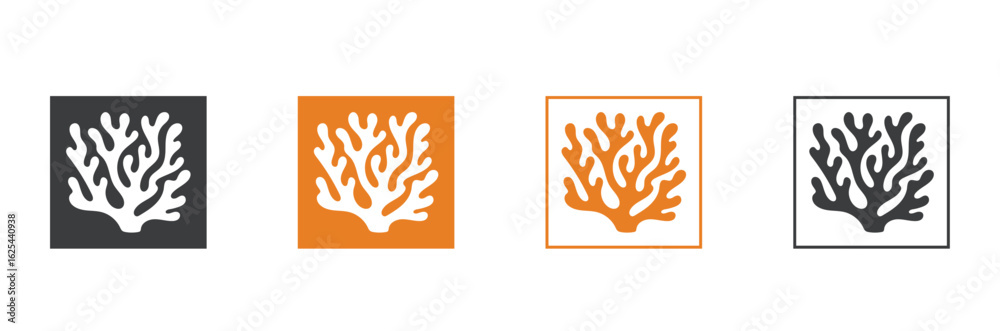 Coral Icon Set, Ocean Nature Symbols Coral Icon Set, Ocean Nature Symbols