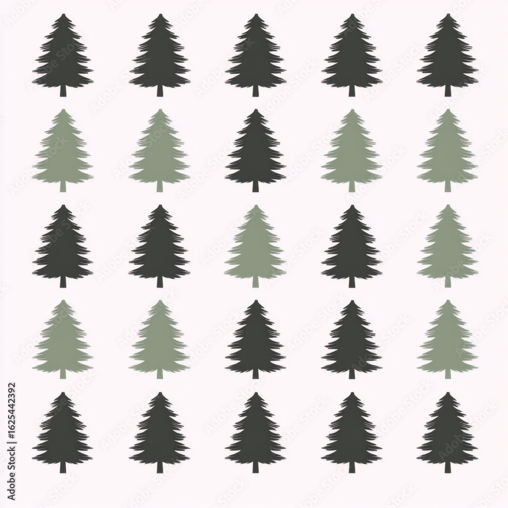 Obraz premium Seamless pattern of green and black Christmas trees