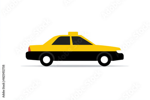Yellow taxi cab illustration with black accents and simple design for urban transportation themes