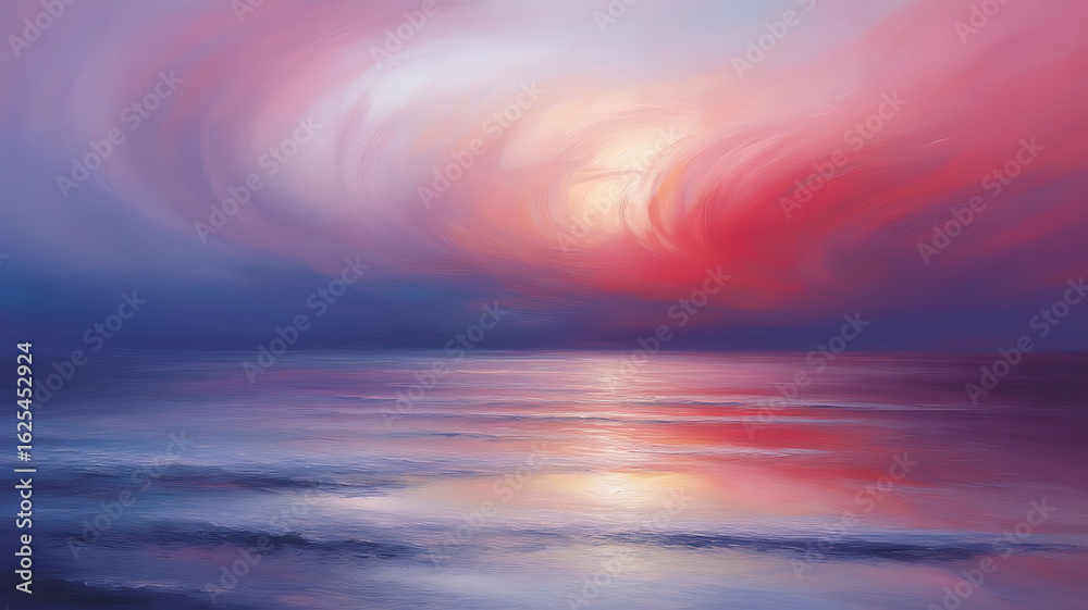 Obraz premium Painted Skies over Calm Waters Reflecting Vibrant Hues of Pink Red and Blue Creating a Dreamlike Ethereal Atmosphere