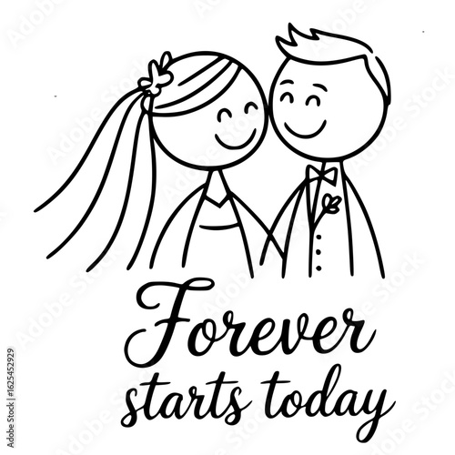 Eternal Vows: An artistic illustration, depicting the start of a forever union, where a couple embarks on a lifetime together with hope. 