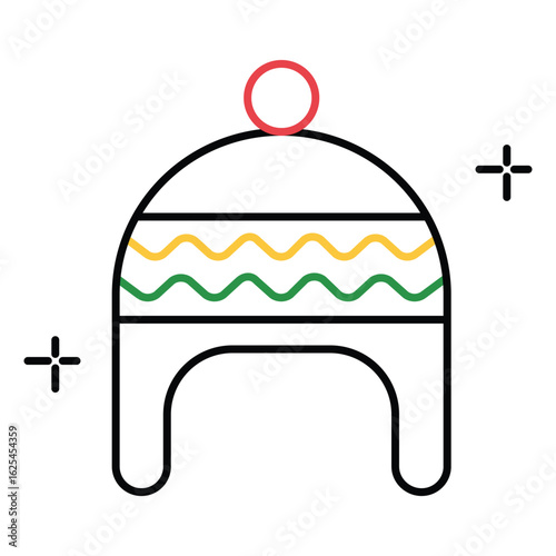 Earflap Beanie Hat Vector Flat Icon for Cold Weather Season