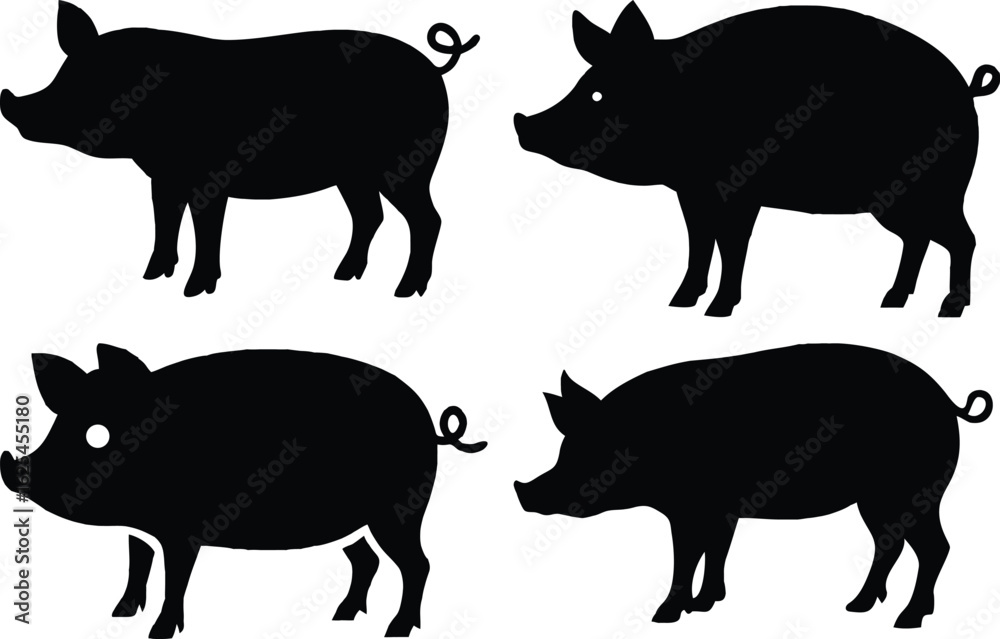 Fototapeta premium Pig Silhouette Vector 