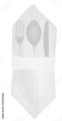 Kitchenware napkin eating set. vector