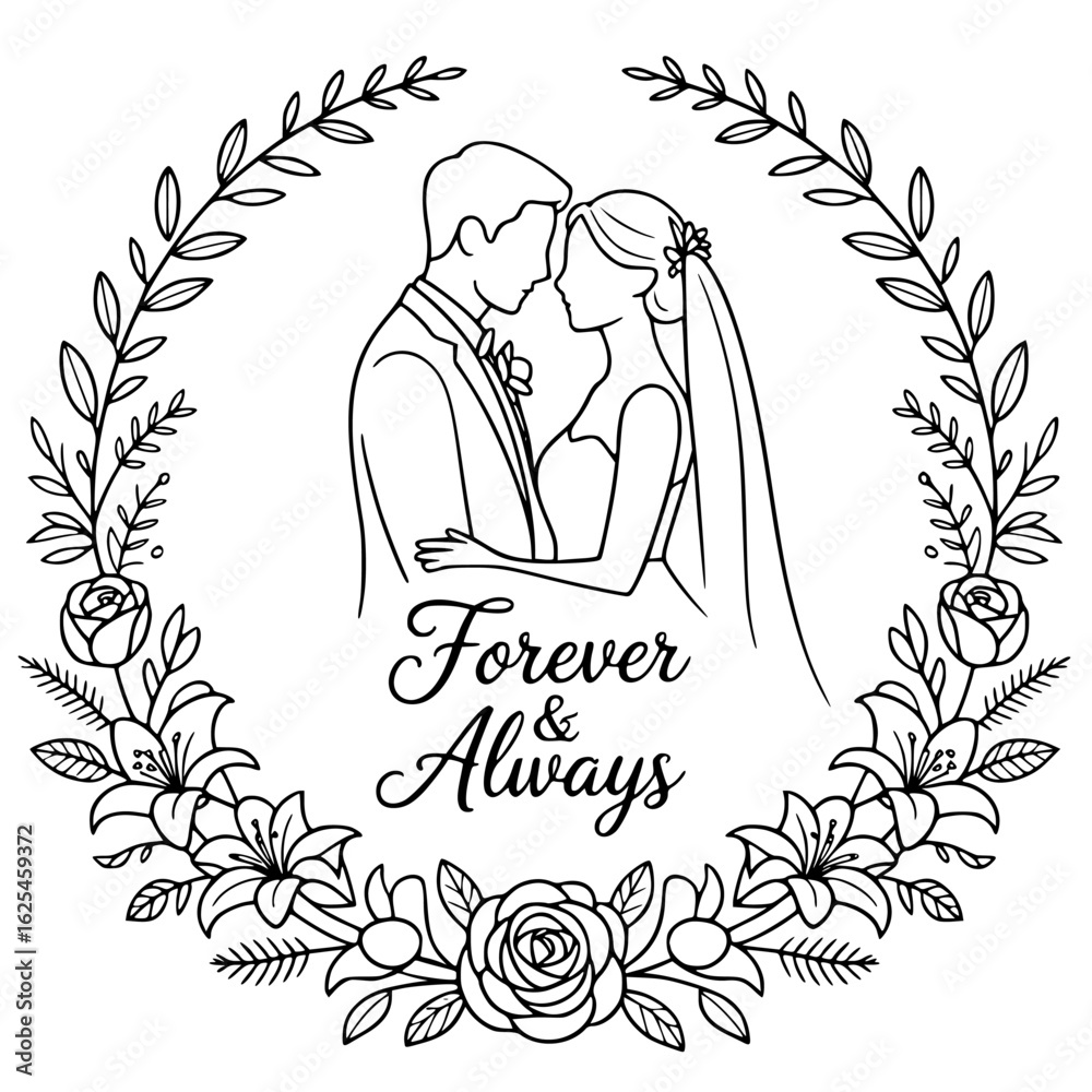 Forever Together Heart Balloons Bridal Veil Vector Graphics
